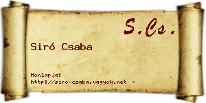 Siró Csaba névjegykártya