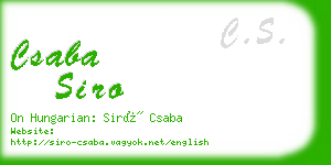 csaba siro business card